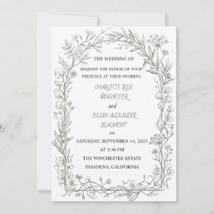Cartão De Agradecimento Elegante Casamento de Jardim Floral Francês em Ver