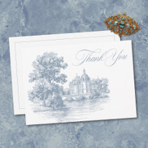 Elegante Casamento Francês no Manor com Toile Azul