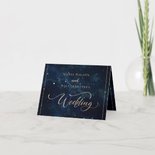 Cartão De Agradecimento Elegante Casamento Noite Estrelada Casamento Celes