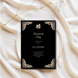 Cartão de Agradecimento Elegante Casamento Preto e