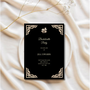 Cartão de Agradecimento Elegante Casamento Preto e