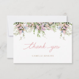 Cartão De Agradecimento Elegante Chá de Baía Floral Rosa Muito Obrigado