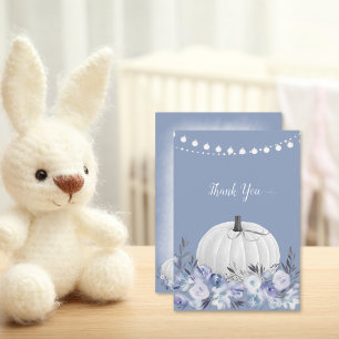 Cartão De Agradecimento Elegante Chá de fraldas De Abóbora Obrigado Azul D