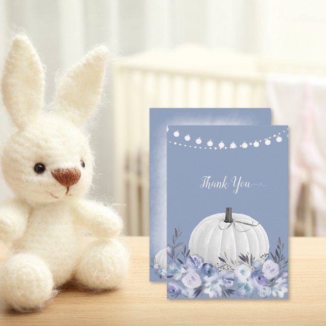 Cartão De Agradecimento Elegante Chá de fraldas De Abóbora Obrigado Azul D (Criador carregado)