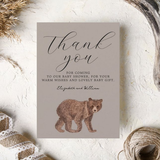 Cartão De Agradecimento Elegante Chá de fraldas De Urso Obrigado (Criador carregado)