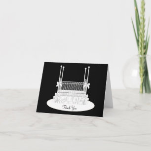 Cartão De Agradecimento Elegante Chá de fraldas White Crib Obrigado Cartõe