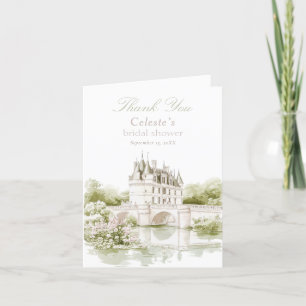 Cartão De Agradecimento Elegante Chateau - Chá de panela francês Romance