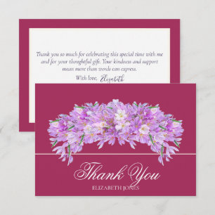 Cartão De Agradecimento Elegante Chic Crocus Roxo Obrigado Chá de Noiva