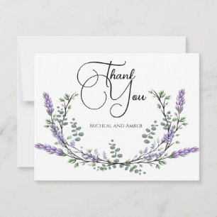 Cartão De Agradecimento Elegante chic lavanda eucalipto