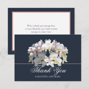 Cartão De Agradecimento Elegante Chic Orquídea Branca Chuveiro de Noiva Ob