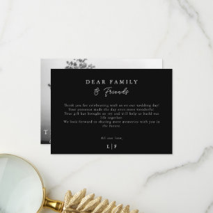 Cartão De Agradecimento Elegante Chic Preto e Branco Foto