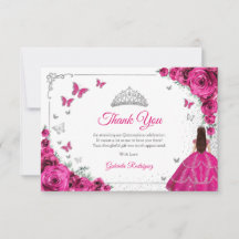 Elegante Chic Rosa Fúcsia Rosas Quinceanera Prata
