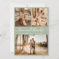 Elegante Chic Sage Green 3 Photo Collage Casamento