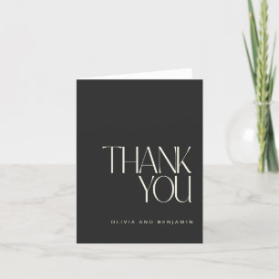 Cartão De Agradecimento Elegante Chique Preto Simples Moderno Personalizad