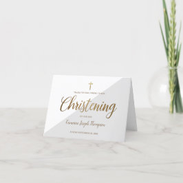 Cartão De Agradecimento Elegante Christening Baby Boy CINZA Dourada Obriga