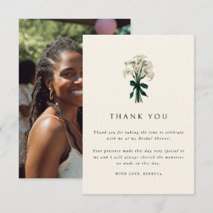 Cartão De Agradecimento Elegante Chuva de Noiva de Foto de Lírio Calla Bra