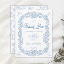 Elegante Chuvosa Moldura Barroca Azul Baby Shower