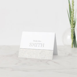 Cartão De Agradecimento Elegante Cinza Branca Personalizada Sr & Sra.
