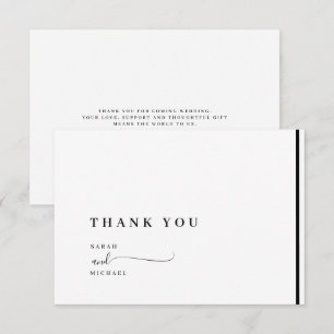 Cartão De Agradecimento Elegante clássico casamento preto e branco Obrigad