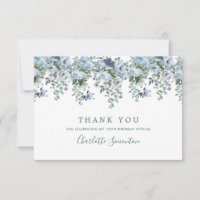 Elegante Clássico Dusty Blue Floral 100º Aniversár