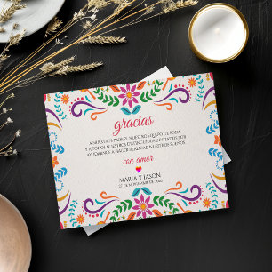 Cartão De Agradecimento Elegante Colorido Floral Fiesta Casamento Espanhol