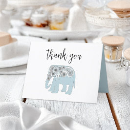 Cartão de Agradecimento Elegante com Elefante Pais