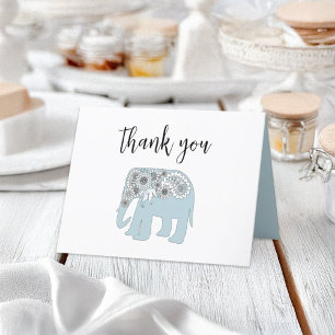 Cartão de Agradecimento Elegante com Elefante Pais