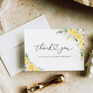 Cartão de Agradecimento Elegante com Floral Amarel