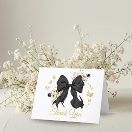 Cartão de Agradecimento Elegante Coquete Preto com