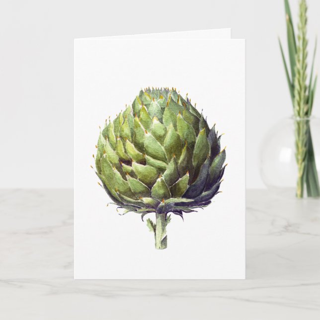 Cartão De Agradecimento Elegante cor d'água verde pintado Artichoke (Frente)