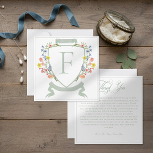 Cartão De Agradecimento Elegante Crista de Flor Silvestre Pastel Sage Empo