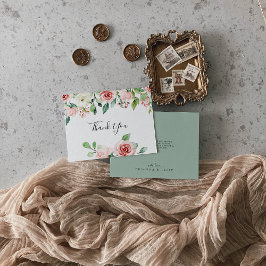 Cartão De Agradecimento Elegante Daît Autumn Floral Flat Wedding