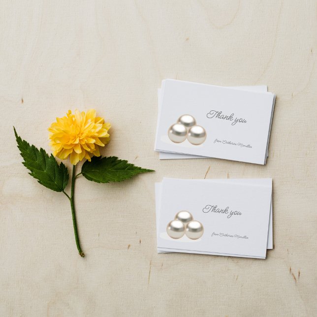 Cartão De Agradecimento Elegante de Casamento de Colar de Pérolas (Criador carregado)