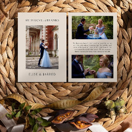 Cartão De Agradecimento Elegante de fotos de casamento 3x