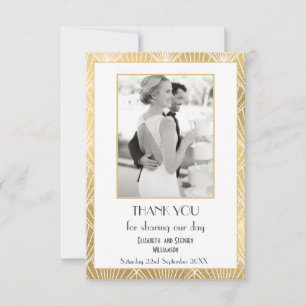 Cartão De Agradecimento Elegante Deco anos 20  Foto Casamento Obrigado