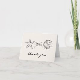 Cartão De Agradecimento Elegante Desenhou A Mão De Seashell Coquette Obrig