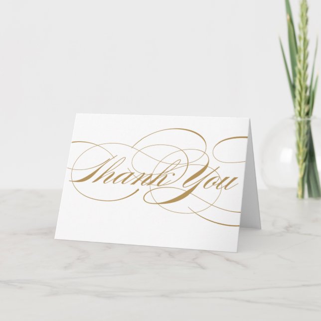 Cartão de Agradecimento Elegante - Dourado (Frente)