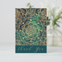 Elegante Dourado Mandala Floral Verde Azul
