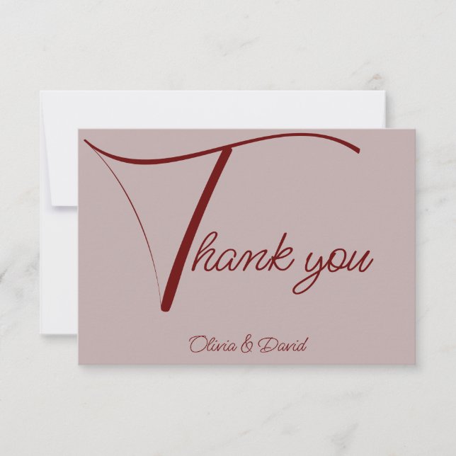 Cartão De Agradecimento Elegante Dusty Rosa (Frente)