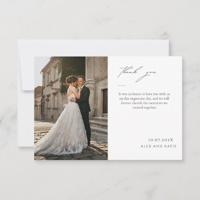 Cartão de Agradecimento Elegante e Simples com Fot (Frente)