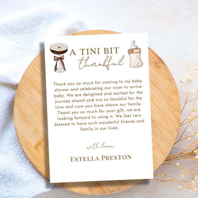 Cartão De Agradecimento Elegante Espresso Martini e Chá de fraldas de garr (Criador carregado)