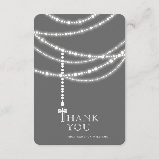 Cartão De Agradecimento Elegante Espumando Miçangas Rosárias E Cruzadas Re (Frente)