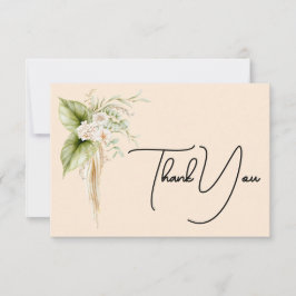 Cartão De Agradecimento Elegante Etiqueta de Nome com Borda Floral em Pape