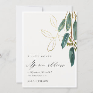 Cartão De Agradecimento Elegante Eucalyptus Dourado Verde que Movimentei