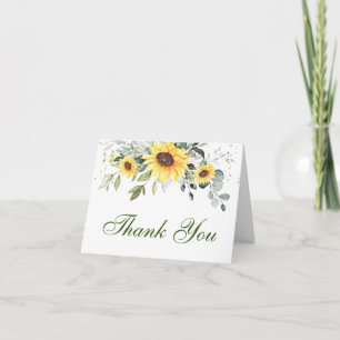 Cartão De Agradecimento Elegante Eucalyptus Sunflower Greenery