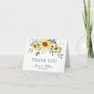Cartão De Agradecimento Elegante Eucalyptus Sunflower Greenery