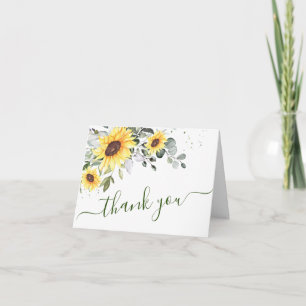 Cartão De Agradecimento Elegante Eucalyptus Sunflower Greenery