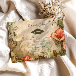 Cartão De Agradecimento Elegante Festa de formatura de Sangue de Flor Selv