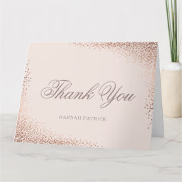 Cartão De Agradecimento Elegante Festa de Noivado em Rose Gold