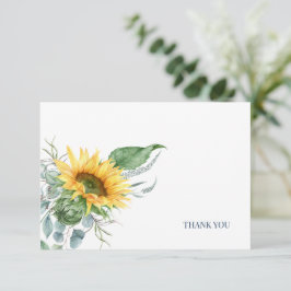 Cartão De Agradecimento Elegante Flor de Girassol Eucalipto Floral